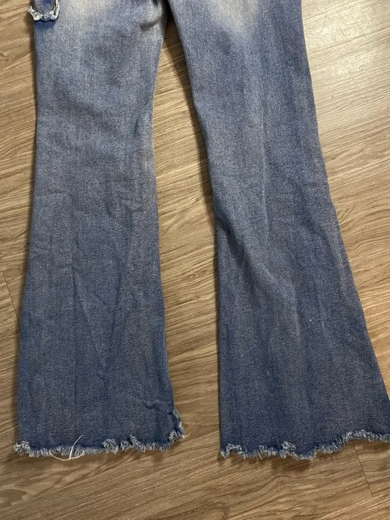 Y2K Butterfly Patch Flare Jeans Distressed Low Rise Boho Vintage Aesthetic Denim - Picture 8 of 8